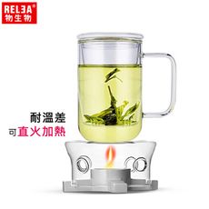 RELEA物生物 420ml耐熱玻璃泡茶杯+耐熱玻璃茶爐