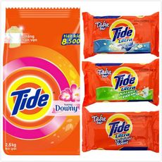 【Tide】洗衣粉-含Downy(2.25kg*1)+【Tide】潔淨洗衣皂-三款(125g*12)