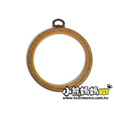 efpw-6  小熊媽媽 仿木紋橢圓形繡花框 六吋