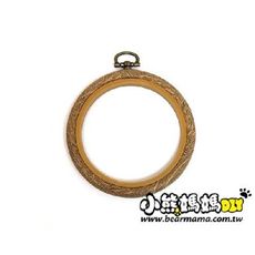 efpw-3 小熊媽媽 仿木紋橢圓形繡花框 三吋