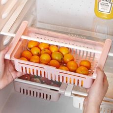 冰箱收納盒 冰箱收納架 冰箱收納冰箱收納籃 冰箱雞蛋架 冰箱收納[好室一妝 冰箱伸縮收納置物盒-白]