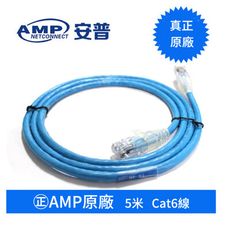 ㊣AMP 原廠Cat6 5M 非屏蔽網路線 Amp網路線 耐插拔5000次以上 AMP原廠接頭