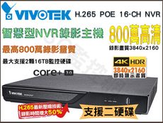 VIVOTEK 晶睿 台灣製造 ND9425P 16路 800萬 NVR 網路型監控主機