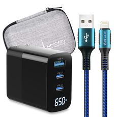 MYCELL 65W氮化鎵GDK55T+勇固線耐彎折編織線USB-iphone/ipad-300cm