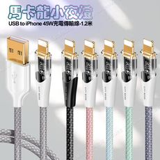 CITY BOSS馬卡龍 USB to Lightning 45W小夜燈充電傳輸線-120cm