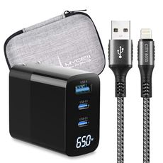 MYCELL 65W氮化鎵GDK55T+勇固線耐彎折編織線USB-iphone/ipad-120cm