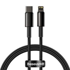 HANG 三代氮化鎵65W 黑色+Baseus鎢金線Type-C to L 蘋果充電線200cm