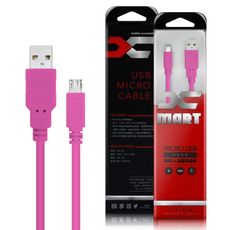 (3入裝)台灣製造 X_mart MicroUSB 2米 6A高速充電傳輸線(國際UL認證)粉色