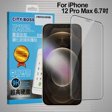 CITYBOSS For iPhone 12 Pro Max 6.7吋 霧面防眩鋼化玻璃保護貼-黑