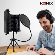 【KONIX 科尼斯樂器】便攜可折疊式隔音罩(三門款) 降噪吸音 居家錄音室 直播 Podcast