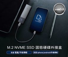 M.2 NVME SSD 固態硬碟外接盒 (USB3.2 Type C to C ) 精裝版