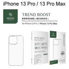 【iMos】輕薄軍規保護殼磨砂玻璃背板 [透明] iPhone 13 Pro/13 Pro Max