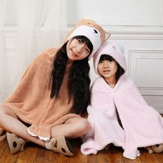 【MORINO摩力諾】超細纖維動物造型速乾兒童連帽罩袍MO8335