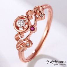 【Sayaka紗彌佳】戀戀風情古典鏤空雕花紅寶石鑲鑽開口戒
