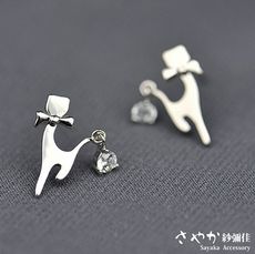 【Sayaka紗彌佳】純銀甜美風格LADY喵星人耳環 耳針款