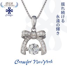 【Crossfor New York】項鍊【舞動蝴蝶結】純銀懸浮閃動項鍊