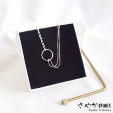 【Sayaka紗彌佳】925純銀簡約圓型圓珠方格雙鍊造型手鍊-金色