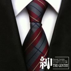 『紳-THE GENTRY』經典紳士商務休閒男性領帶 -灰紅斜紋款