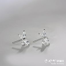 【Sayaka紗彌佳】純銀 可愛動物系列 冰晶鑲鑽蜻蜒造型耳環