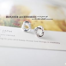 韓國簡約打結造型 耳環 【Bonjouracc】 - 銀色