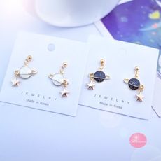 韓國 星球造型 925銀針 針式 夾式 耳環 【Bonjouracc】