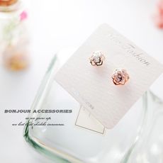 韓國鏤空玫瑰 925銀針 耳環 【Bonjouracc】
