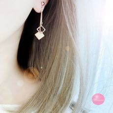韓國 浪漫雙槓雙菱形 耳環 針式 夾式 【Bonjouracc】