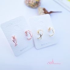 韓國小交叉鑽耳環 925銀針 針式耳環 【Bonjouracc】