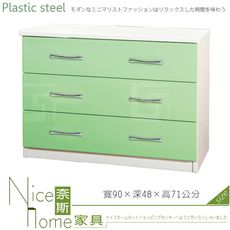 《奈斯家具Nice》042-08-HX (塑鋼材質)3尺三斗櫃-綠/白色