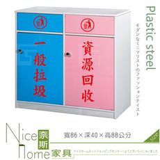 《奈斯家具Nice》184-04-HX (塑鋼材質)2.8尺資源回收櫃-藍/粉紅/白色