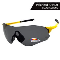 REVO電鍍 偏光運動眼鏡 輕質量強化偏光鏡片 抗UV (亮黃框/灰)