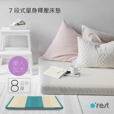7 段式量身釋壓床墊-8公分厚單人加大（高密度釋壓記憶綿 ＋ 高分子彈力綿舒適釋壓)