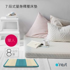 7 段式量身釋壓床墊-8公分厚單人（高密度釋壓記憶綿 ＋ 高分子彈力綿舒適釋壓)