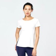 ANN RENA REYES | 短袖挖背交叉款上衣- 白（運動罩衫.短袖.瑜伽）