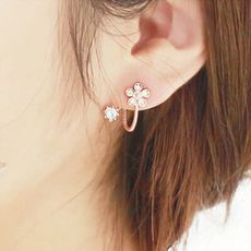 韓版甜美水鑽花朵耳環 耳飾 G1811