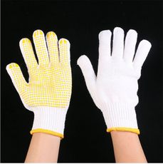 防滑膠點手套勞保耐磨透氣點塑棉線手套 點塑手套 搬運防滑點珠點膠手套 1組1雙 J062