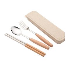 環保筷 湯匙 筷子 叉子 餐具組 原木 不鏽鋼 三件套 日式木柄 環保餐具 J164