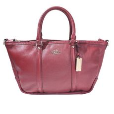 COACH專櫃款櫻桃紅色皮革馬車系列手提/斜背兩用包-附提袋 #37154
