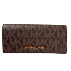 Michael Kors 經典ＭＫＬＯＧＯ 深咖啡色PVC材質長夾 # 35H6GYAE7B