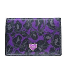 COACH 紫色緞面布材質兩折式名片夾 #62051