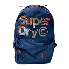 Superdry 藍色彩色字母裝飾尼龍布材質後背包 #M91015MR