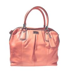COACH 粉橘色皮革材質側肩/手提兩用包-附提袋 #15339