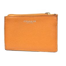 清倉特惠- COACH 專櫃款橙黃色防刮皮革鑰匙零錢包 #51452