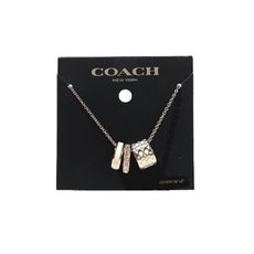 送禮 COACH 白色經典C字琺瑯材質+水鑽3環造型銀鍊項鍊-附防塵袋 #C9446