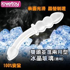 冰火二重天 雙頭冰晶玻璃按摩棒-兩用型 後庭 肛交 肛塞 情趣用品 - 透明