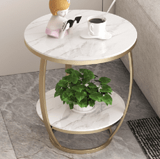 巖板茶几 休閒桌 50*55CM 圓桌 床邊桌 輕奢小茶幾沙發圓形角幾陽臺小圓桌子小戶型邊桌現代家用