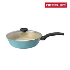 NEOFLAM Island Star系列抗菌28公分炒鍋含玻璃蓋(IH爐適用/不挑爐具/可直火)