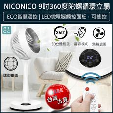 【免運】 NICONICO 9吋 360度 微電腦 陀螺循環立扇 靜音 循環扇 NI-GS1120
