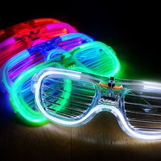 LED發光百葉窗眼鏡(白、紅、藍、綠、粉)冷光眼鏡 發光眼鏡 LED眼鏡 派對 夜店 蹦迪 酒吧