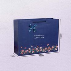 深藍卡碎花蝴蝶結紙袋【橫3款-45×15×35cm】
